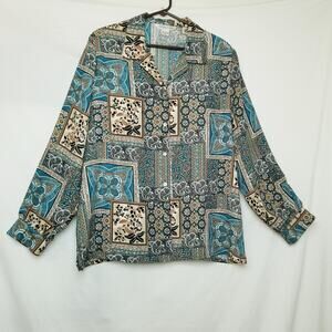 VTG -Allison Daley Women's Career Casual Button Up Blouse long Sleeves Size 16